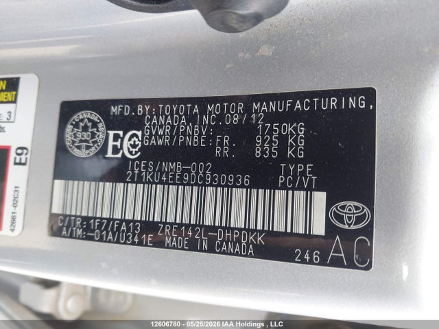12606780 :رقم المزاد ، 2T1KU4EE9DC930936 vin ، 2013 Toyota Matrix Wagon مزاد بيع