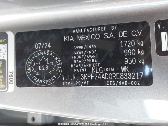 3KPF24AD0RE833217 KIA Forte Lx/lxs