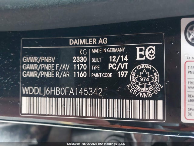 WDDLJ6HB0FA145342 Mercedes-Benz Cls 400