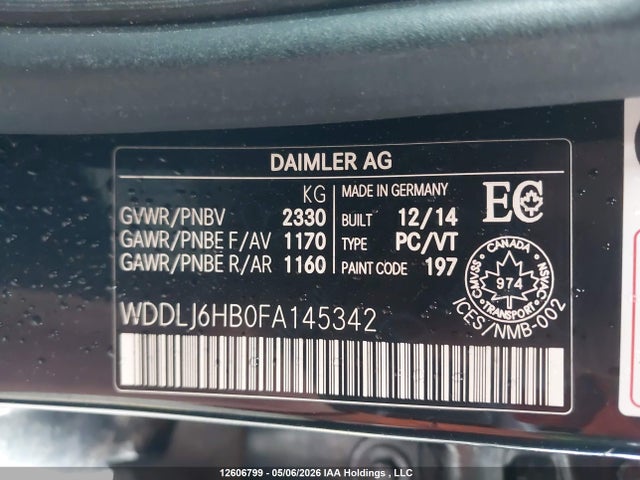 WDDLJ6HB0FA145342 Mercedes-Benz Cls 400
