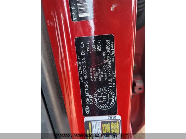 3KPF54AD9KE048059 KIA FORTE EX