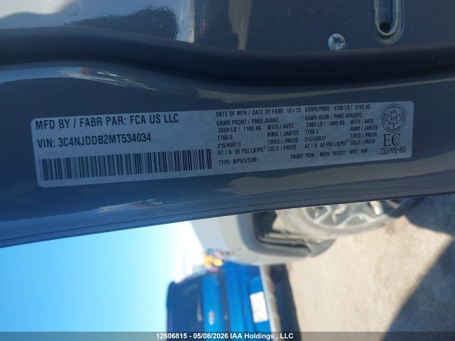 2021 Jeep Compass Trailhawk მანქანა იყიდება აუქციონზე, vin: 3C4NJDDB2MT534034, აუქციონის ნომერი: 12606815