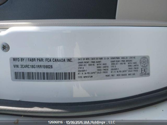 2024 Chrysler Pacifica Touring L მანქანა იყიდება აუქციონზე, vin: 2C4RC1BG1RR159028, აუქციონის ნომერი: 12606816