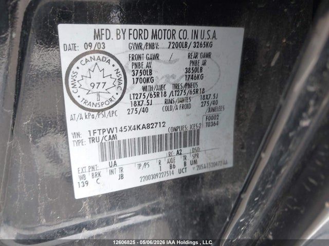 Продажа на аукционе авто 2004 Ford F150 Supercrew, vin: 1FTPW145X4KA82712, номер лота: 12606825