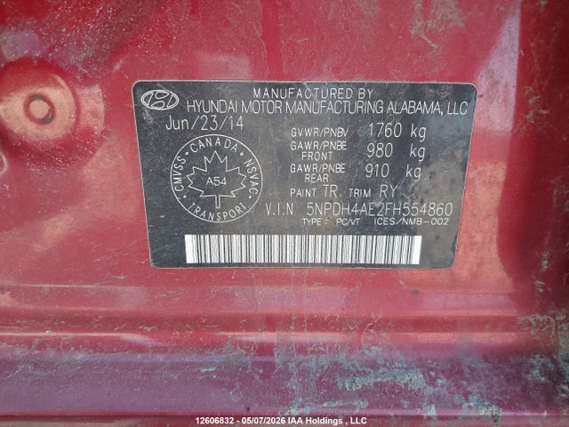 2015 Hyundai Elantra Gl მანქანა იყიდება აუქციონზე, vin: 5NPDH4AE2FH554860, აუქციონის ნომერი: 12606832