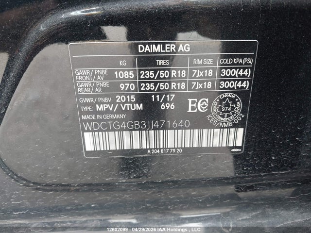 WDCTG4GB3JJ471640 Mercedes-Benz Gla 250 4matic
