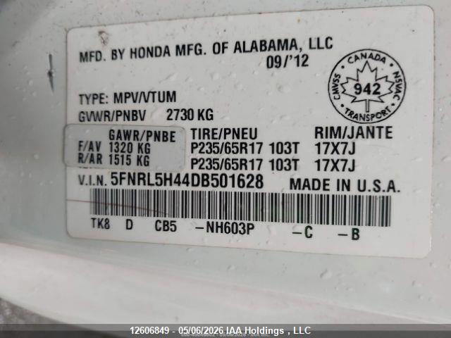 2013 Honda Odyssey მანქანა იყიდება აუქციონზე, vin: 5FNRL5H44DB501628, აუქციონის ნომერი: 12606849