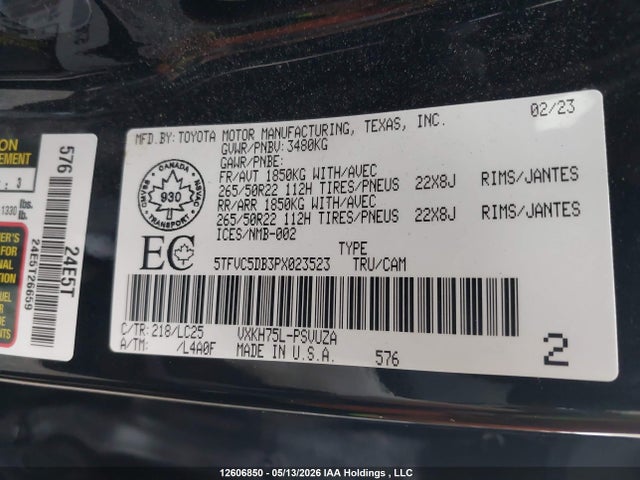 5TFVC5DB3PX023523 Toyota Tundra Crewmax Capstone