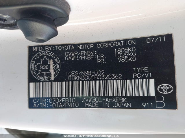 Продажа на аукционе авто 2011 Toyota Prius, vin: JTDKN3DU5B0320362, номер лота: 12606853