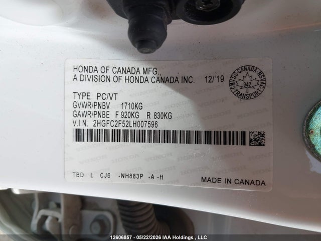 Honda Civic Lx 2020 2HGFC2F52LH007596 Image 9