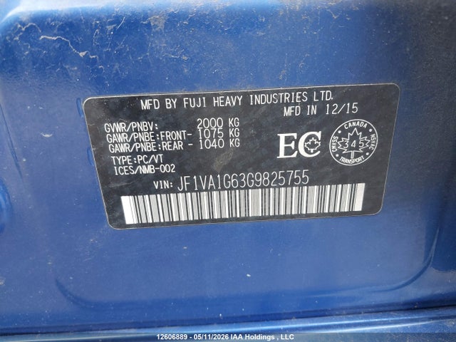 JF1VA1G63G9825755 Subaru Wrx Limited
