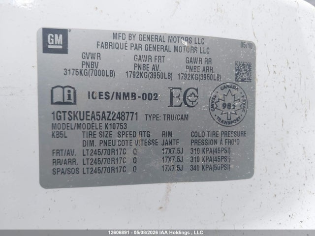 Aukcja sprzedaży 2010 Chevrolet Silverado 1500 Lt, vin: 1GCSKSE36AZ100473, numer aukcji: 12606891