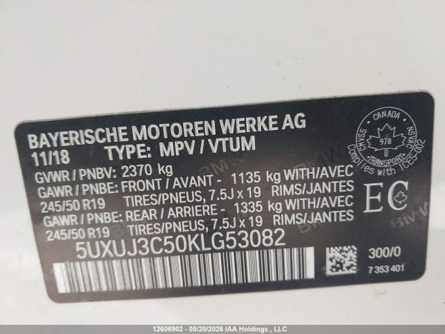 5UXUJ3C50KLG53082 BMW X4 Xdrive30i