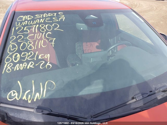 12571802 :رقم المزاد ، 2HGFE1E50NH081107 vin ، 2022 Honda Civic Si Si مزاد بيع