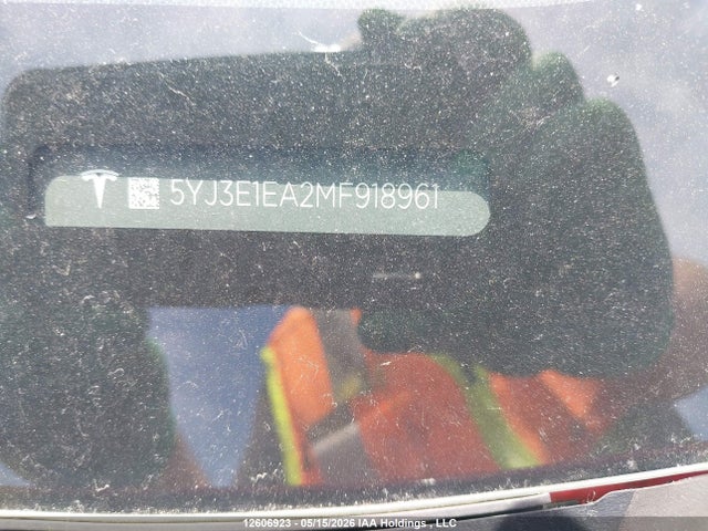 12606923 :رقم المزاد ، 5YJ3E1EA2MF918961 vin ، 2021 Tesla Model 3 مزاد بيع