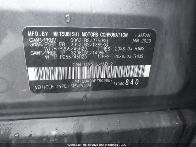 JA4T5UA90PZ609687 Mitsubishi Outlander Se/se Technology/ralliart