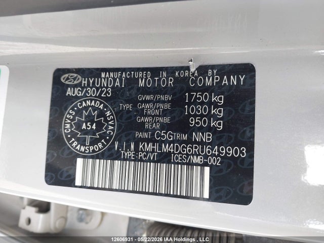 KMHLM4DG6RU649903 Hyundai Elantra Preferred W/tech Package