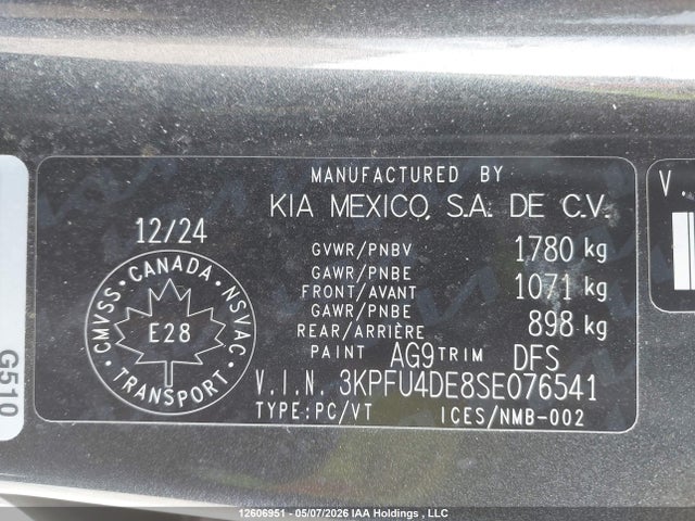 Aukcja sprzedaży 2025 Kia K4 Ex, vin: 3KPFU4DE8SE076541, numer aukcji: 12606951