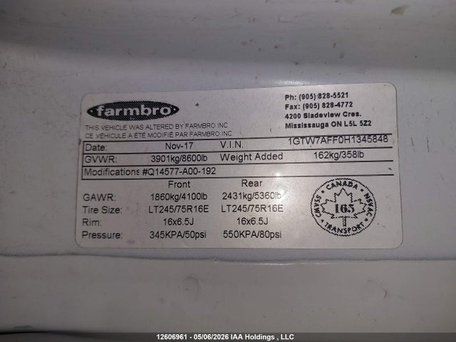 1GTW7AFF0H1345848 GMC Savana G2500