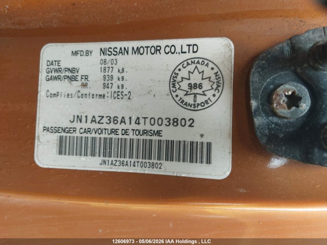 Aukcja sprzedaży 2004 Nissan 350z Roadster, vin: JN1AZ36A14T003802, numer aukcji: 12606973
