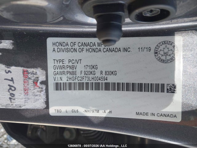 Honda Civic Ex 4dr 2020 2HGFC2F73LH004594 Image 9