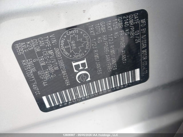 Продажа на аукционе авто 2025 Nissan Rogue Sv/rock Creek, vin: JN8BT3BB2SW422484, номер лота: 12606987
