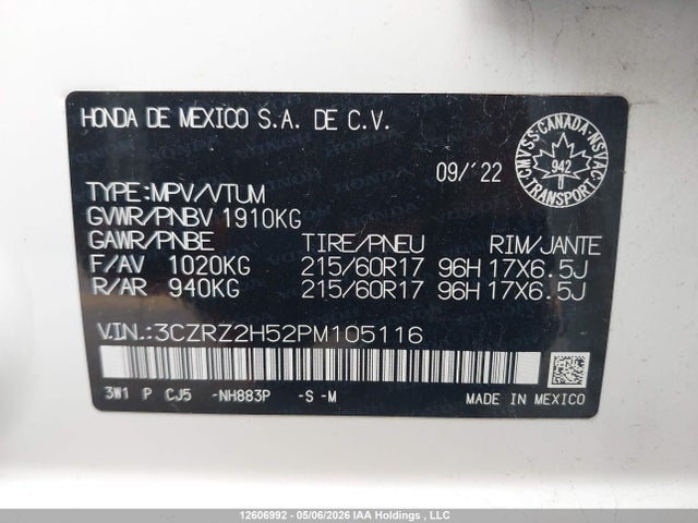 3CZRZ2H52PM105116 Honda HR-V SPORT
