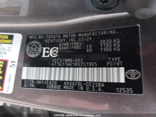 4T1G11AK1RU251905 Toyota Camry Se Night Shade/se