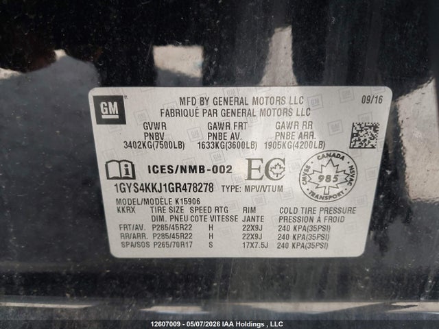 Cadillac Escalade Esv Platinum 2016 1GYS4KKJ1GR478278 Image 9