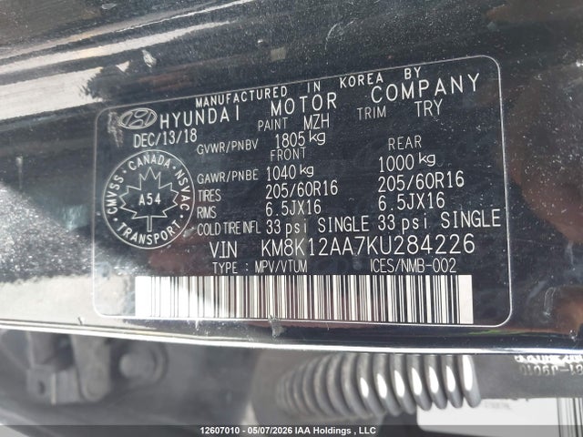 KM8K12AA7KU284226 Hyundai Kona