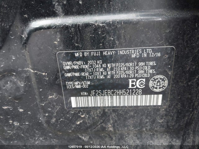 Aukcja sprzedaży 2017 Subaru Forester 2.5i, vin: JF2SJEBC2HH521228, numer aukcji: 12607019