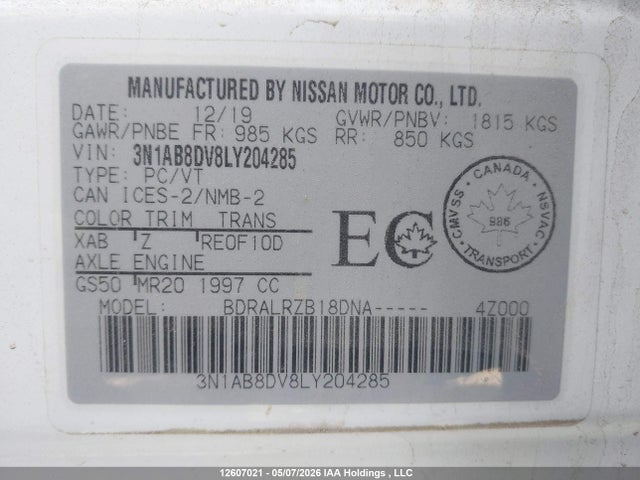 Nissan SENTRA SR 2020 3N1AB8DV8LY204285 Image 9