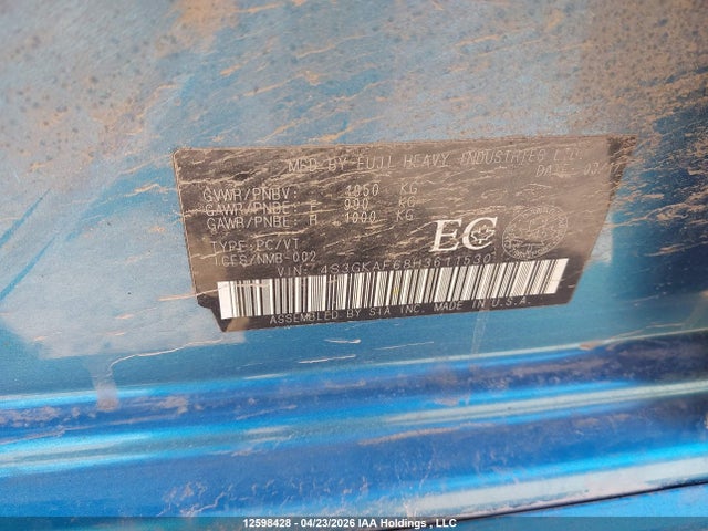 4S3GKAF68H3611530 Subaru Impreza Sport