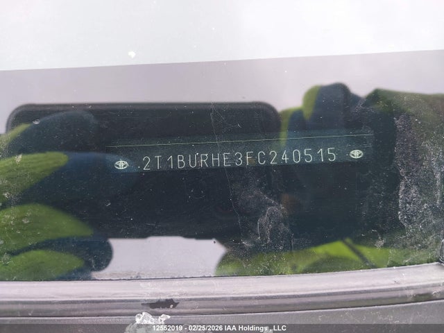 12552019 :رقم المزاد ، 2T1BURHE3FC240515 vin ، 2015 Toyota Corolla Le مزاد بيع