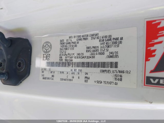 Продаж на аукціоні авто 2016 Ford F150, vin: 1FTMF1E8XGKF22430, номер лоту: 12607038
