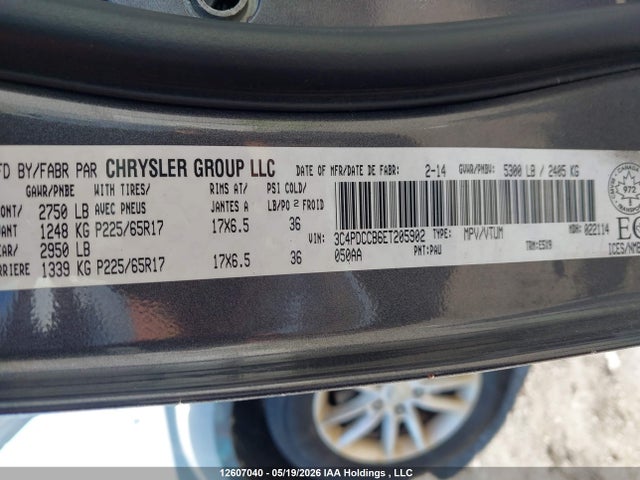 Продажа на аукционе авто 2014 Dodge Journey Sxt, vin: 3C4PDCCB6ET205902, номер лота: 12607040