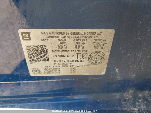 1GC4KYCY7JF197467 Chevrolet Silverado 3500hd Wt
