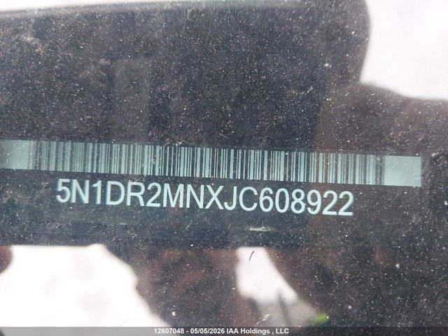 12607048 :رقم المزاد ، 5N1DR2MNXJC608922 vin ، 2018 Nissan Pathfinder S/sv/sl/platinum مزاد بيع