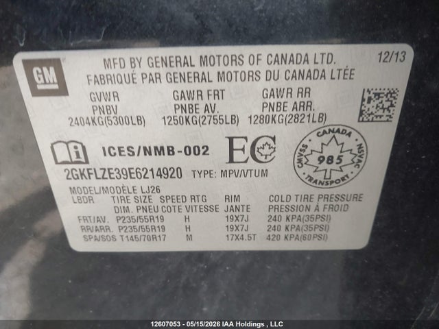 Продажа на аукционе авто 2014 Gmc Terrain Denali, vin: 2GKFLZE39E6214920, номер лота: 12607053
