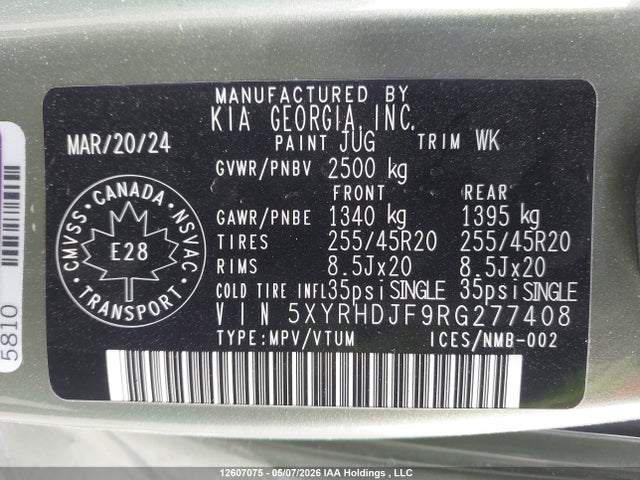 Aukcja sprzedaży 2024 Kia Sorento Ex/x-line Ex, vin: 5XYRHDJF9RG277408, numer aukcji: 12607075
