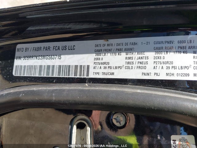 3C6RR7KG3MG563715 Dodge RAM 1500