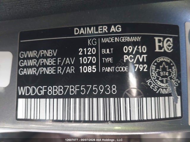 2011 Mercedes-benz C 300 4matic მანქანა იყიდება აუქციონზე, vin: WDDGF8BB7BF575938, აუქციონის ნომერი: 12607077