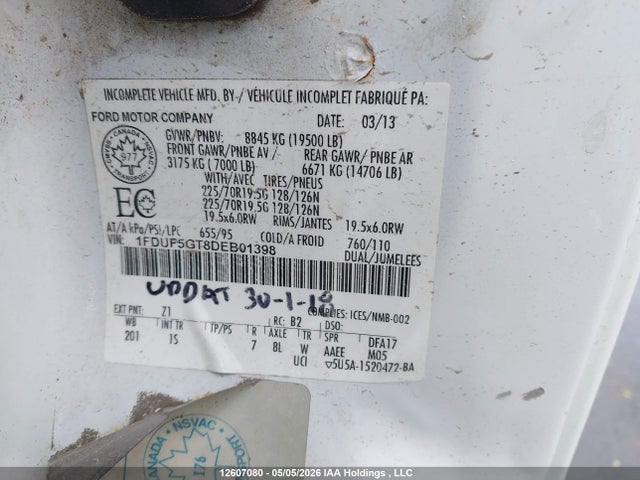 Продаж на аукціоні авто 2013 Ford F550 Super Duty, vin: 1FDUF5GT8DEB01398, номер лоту: 12607080