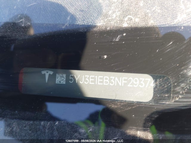 Aukcja sprzedaży 2022 Tesla Model 3, vin: 5YJ3E1EB3NF293741, numer aukcji: 12607099