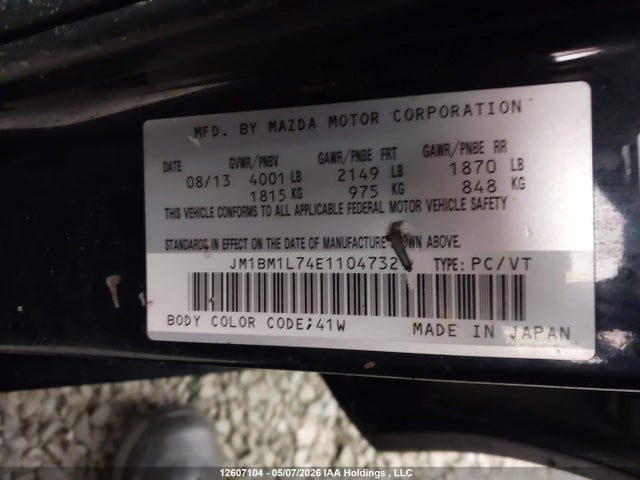 JM1BM1L74E1104732 Mazda Mazda3 Gs-sky
