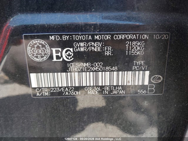 Продаж на аукціоні авто 2021 Lexus Is 350, vin: JTHGZ1E2XM5018548, номер лоту: 12607124