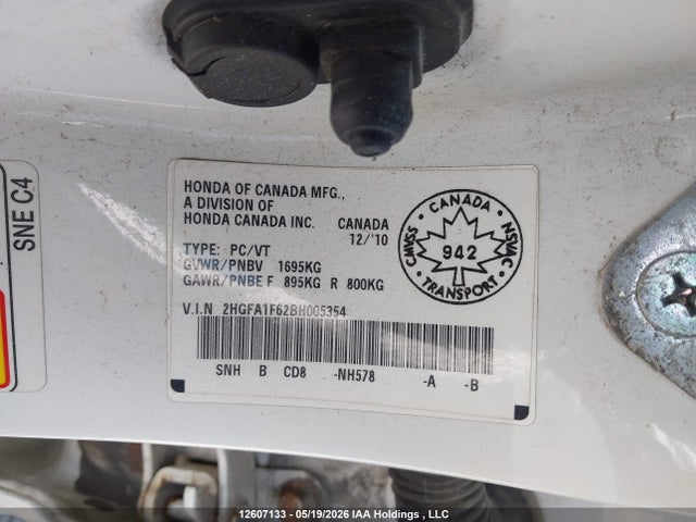 2011 Honda Civic Se მანქანა იყიდება აუქციონზე, vin: 2HGFA1F62BH005354, აუქციონის ნომერი: 12607133