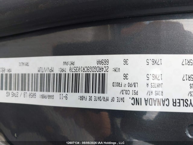 2012 Dodge Grand Caravan Crew მანქანა იყიდება აუქციონზე, vin: 2C4RDGDG9CR103570, აუქციონის ნომერი: 12607134