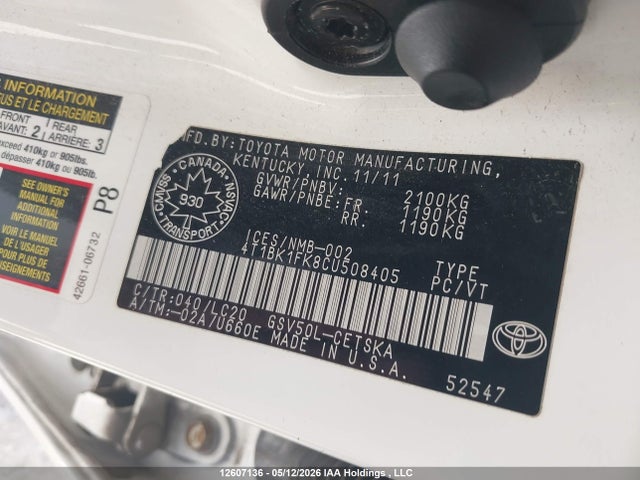 Продаж на аукціоні авто 2012 Toyota Camry Se V6, vin: 4T1BK1FK8CU508405, номер лоту: 12607136