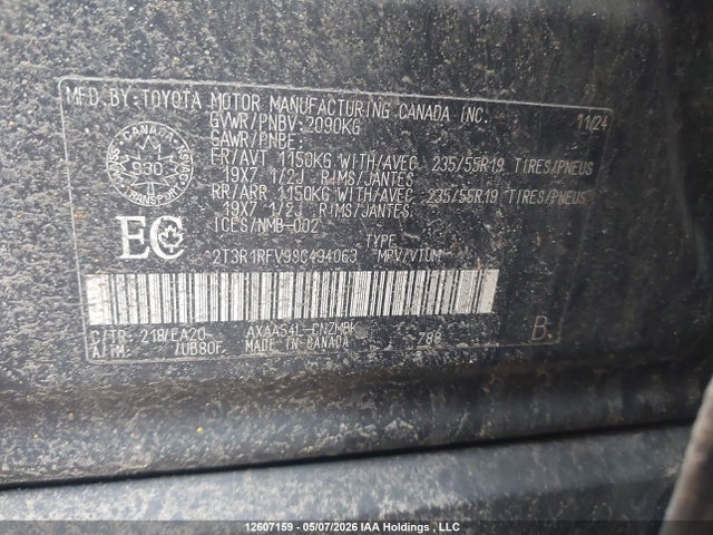 12607159 :رقم المزاد ، 2T3R1RFV9SC494063 vin ، 2025 Toyota Rav4 Xle/xle Premium مزاد بيع